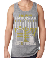 Ugly Hanukkah Tank Top - Gin and Tonica Golden Menorah Ugly Hanukkah Tank Top