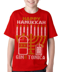 Ugly Hanukkah Tee - Gin and Tonica Golden Menorah Ugly Hanukkah Kids T-shirt