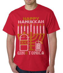 Ugly Hanukkah Tee - Gin and Tonica Golden Menorah Ugly Hanukkah Mens T-shirt