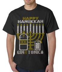 Ugly Hanukkah Tee - Gin and Tonica Golden Menorah Ugly Hanukkah Mens T-shirt