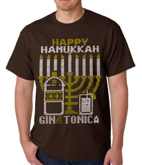Ugly Hanukkah Tee - Gin and Tonica Golden Menorah Ugly Hanukkah Mens T-shirt