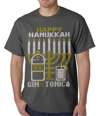 Ugly Hanukkah Tee - Gin and Tonica Golden Menorah Ugly Hanukkah Mens T-shirt