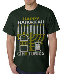 Ugly Hanukkah Tee - Gin and Tonica Golden Menorah Ugly Hanukkah Mens T-shirt