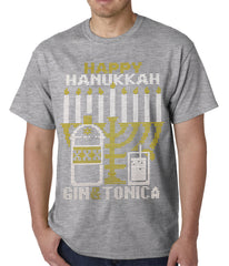 Ugly Hanukkah Tee - Gin and Tonica Golden Menorah Ugly Hanukkah Mens T-shirt