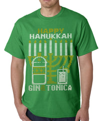 Ugly Hanukkah Tee - Gin and Tonica Golden Menorah Ugly Hanukkah Mens T-shirt