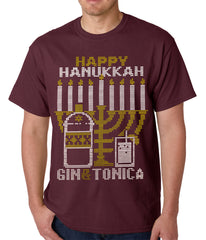Ugly Hanukkah Tee - Gin and Tonica Golden Menorah Ugly Hanukkah Mens T-shirt