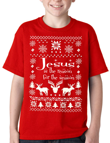 Ugly Christmas T-shirt Jesus is the Reason Kids T-shirt