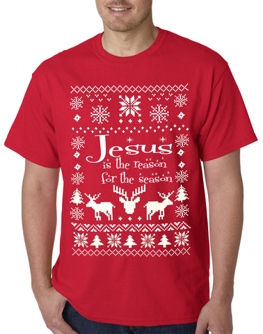Ugly Christmas T-shirt Jesus is the Reason Mens T-shirt