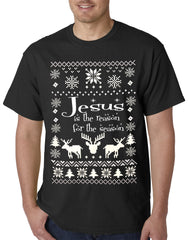 Ugly Christmas T-shirt Jesus is the Reason Mens T-shirt