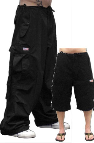 Unisex Basic UFO Pants w/ Zip Off Legs to Shorts (Black)