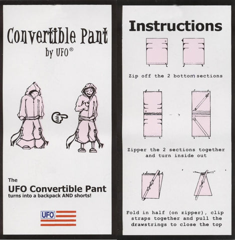 Unisex Basic UFO Pants w/ Zip Off Legs to Shorts (Black)