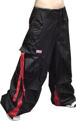 Unisex Basic UFO Pants with Expandable Bottoms  (Black/Red)