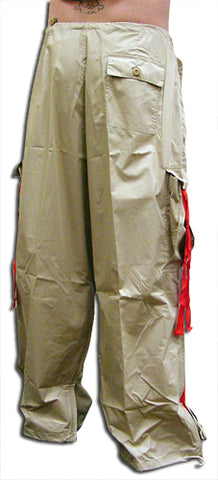 Unisex Basic UFO Pants with Expandable Bottoms (Khaki / red)