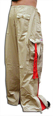 Unisex Basic UFO Pants with Expandable Bottoms (Khaki / red)