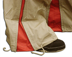 Unisex Basic UFO Pants with Expandable Bottoms (Khaki / red)