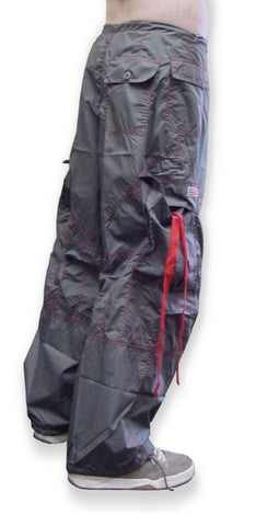 Unisex UFO Pants with Contrast Color (Grey/Red)