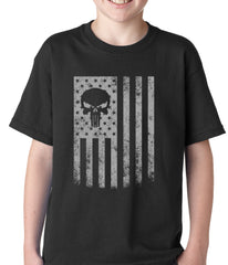 USA - American Flag Military Skull Kids T-shirt