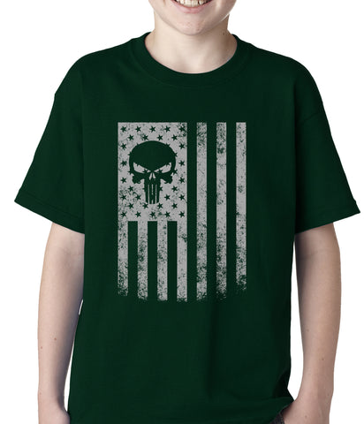 USA - American Flag Military Skull Kids T-shirt