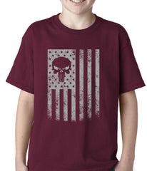 USA - American Flag Military Skull Kids T-shirt