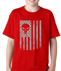 USA - American Flag Military Skull Kids T-shirt