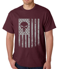 USA - American Flag Military Skull Mens T-shirt