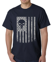USA - American Flag Military Skull Mens T-shirt