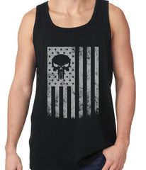 USA - American Flag Military Skull Tank Top