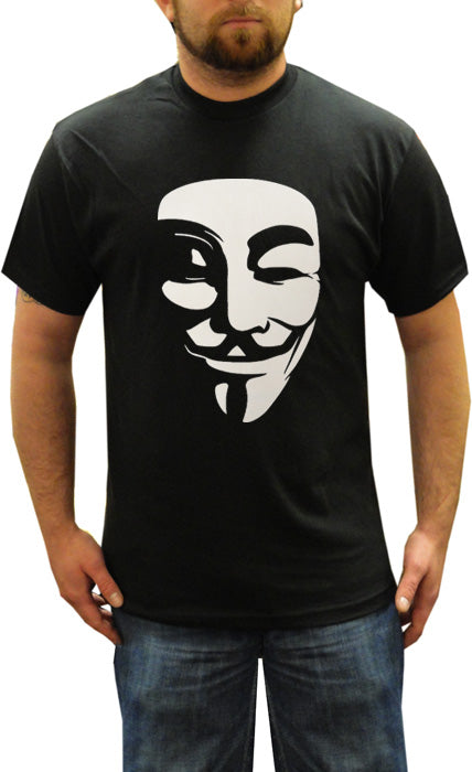 V For Vendetta Mask Men's T-Shirt (Black) - Main Image