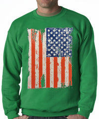 Vertical Distressed American Flag Adult Crewneck