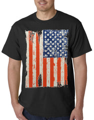 Vertical Distressed American Flag Mens T-shirt