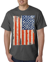Vertical Distressed American Flag Mens T-shirt