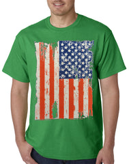 Vertical Distressed American Flag Mens T-shirt