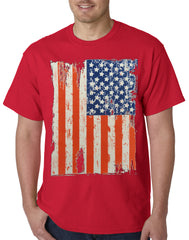 Vertical Distressed American Flag Mens T-shirt