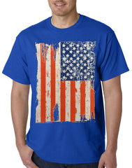Vertical Distressed American Flag Mens T-shirt