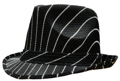 Black Pin-Striped Fedora Hat