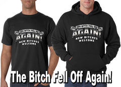 The Bitch Fell Off Again! Men's Biker Hoodie (Black)