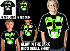 Radioactive Glowing Skull Kids T-Shirt (Black)