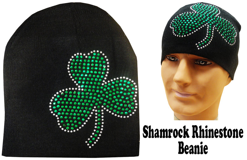St. Patrick's Day Rhinestone Shamrock Beanie