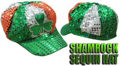 St. Patrick's Day Sequin Shamrock Tri-color Newsboy Hat