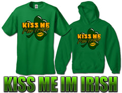 Kiss Me I'm Irish Shamrock Adult Hoodie