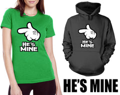 Cartoon Hands He's Mine Adult Hoodie