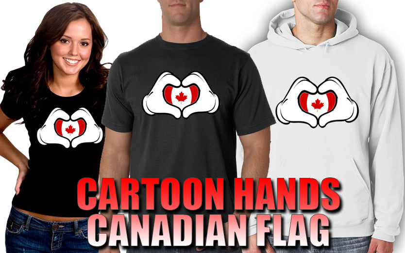 Cartoon Hands Canadian Flag Adult Hoodie