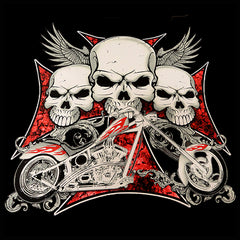 Biker Hoodie - "Flying Skulls of Death" Motorcycle Sweatshirt (Black)