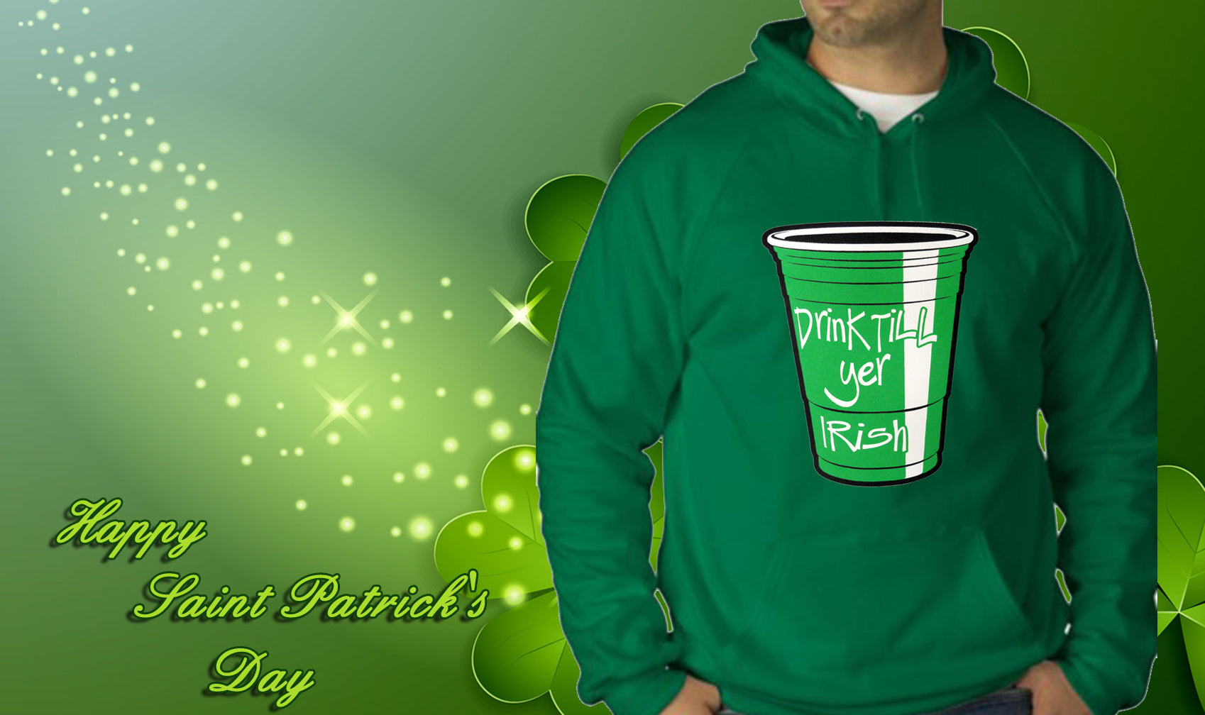 Drink Till Yer Irish Green Cup Adult Hoodie
