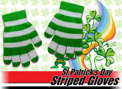 Green Striped Pair of Gloves