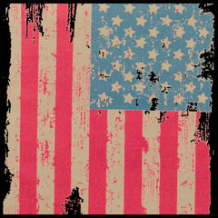 Faded and Distressed American Flag with Hot Pink Stripes Crew Neck Sweatshirt
