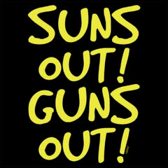 Yellow Print Sun's Out Guns Out Sleeveless T-Shirt (Black)