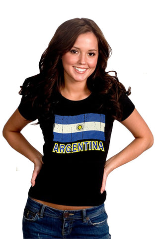 Vintage Argentina Waving Flag Girl's T-Shirt