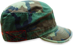 Vintage BDU Fatigue Combat Hat (Green Woodland Camo)