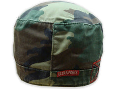 Vintage BDU Fatigue Combat Hat (Green Woodland Camo)